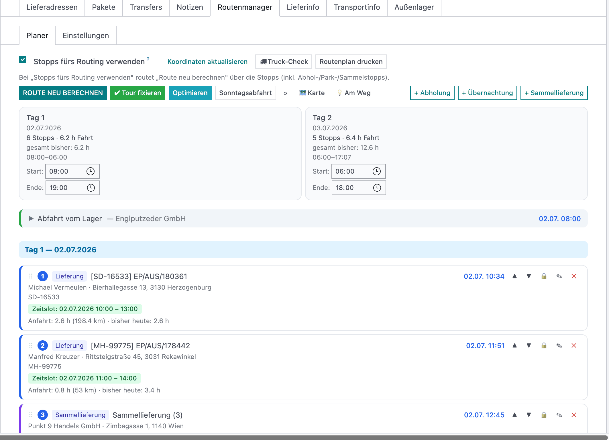 Odoo Lkw-Routenplaner & Lieferkommunikation
